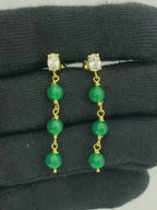 Premium 18K Gold Plated Green Bead Chain Earrings for Ethnic & Western Wear BIE1022
