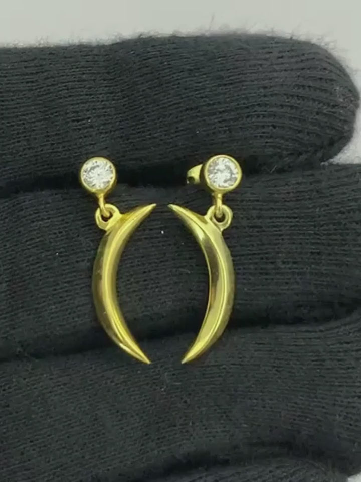18K Gold Plated Crescent Moon Western Wear Earrings with Colorful Gemstone BIE1029